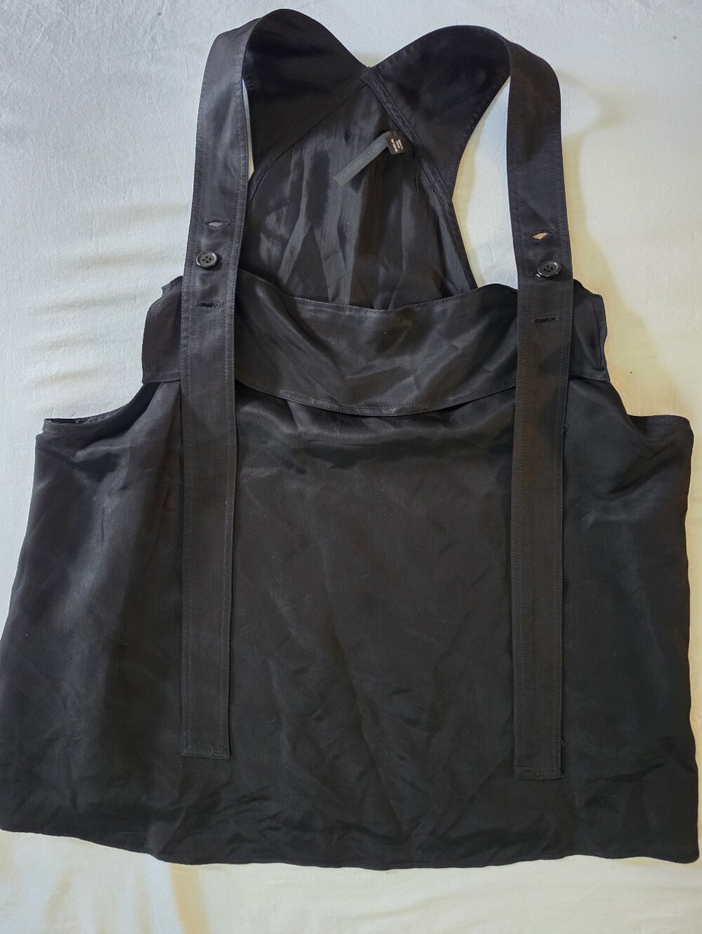 Topshop Boutique Black Apron Pinafore Cami Top Layering Low Back Grunge Goth 10